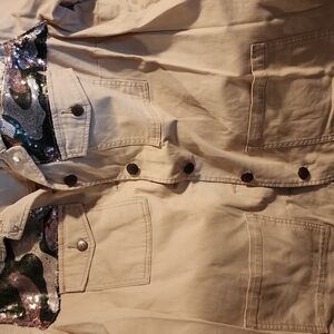 SOLD DG2 Cream Denim Fabric and Sequin